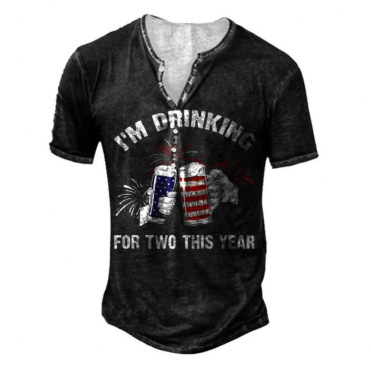 Im Drinking For Two Pregnancy 4Th Of July Dad Men's Henley T-Shirt