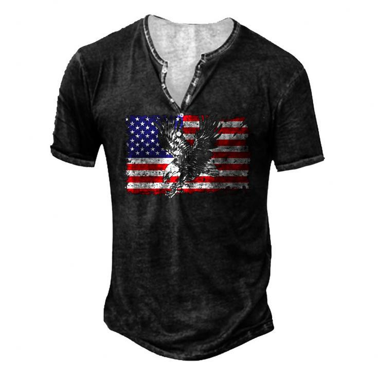 Eagle American Flag 4Th Of July Usa Merica Bird Lover Men's Henley T-Shirt