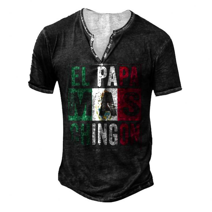 Mens El Papa Mas Chingon Best Mexican Dad Men's Henley T-Shirt