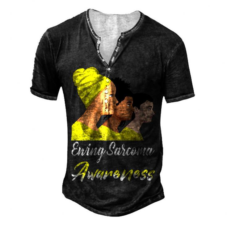 Ewings Sarcoma Awareness  Yellow Women  Ewings Sarcoma  Ewings Sarcoma Awareness Men's Henley Button-Down 3D Print T-shirt