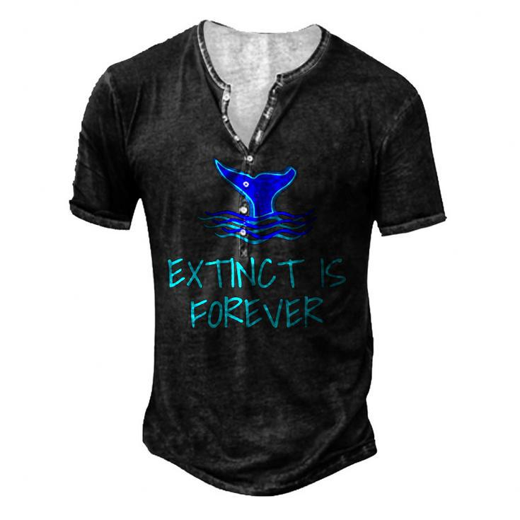 Extinct Is Forever Environmental Protection Whale Men's Henley T-Shirt