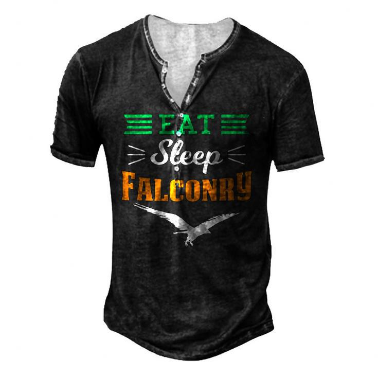 Falconer Falcon Hunter Hunting Hawking Eat Sleep Falconry Men's Henley T-Shirt
