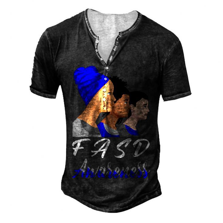 Fasd Awareness  Blue And Grey Women  Fetal Alcohol Spectrum Disorder  Fetal Alcohol Spectrum Disorder Awareness Men's Henley Button-Down 3D Print T-shirt