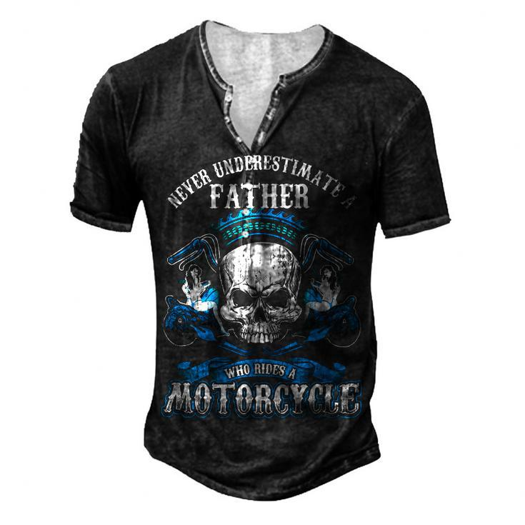 Father Grandpa Dad Biker Gift Never Underestimate Motorcycle Skull544 Family Dad Men's Henley Button-Down 3D Print T-shirt
