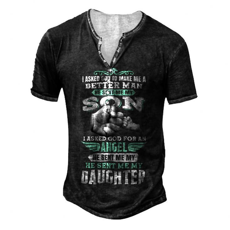 Father Grandpa Father Son And Daughter 87 Family Dad Men's Henley Button-Down 3D Print T-shirt