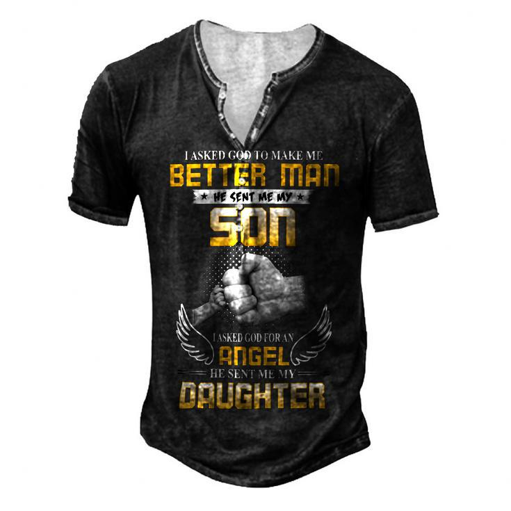 Father Grandpa I Asked To Make Me Better Man167 Family Dad Men's Henley Button-Down 3D Print T-shirt