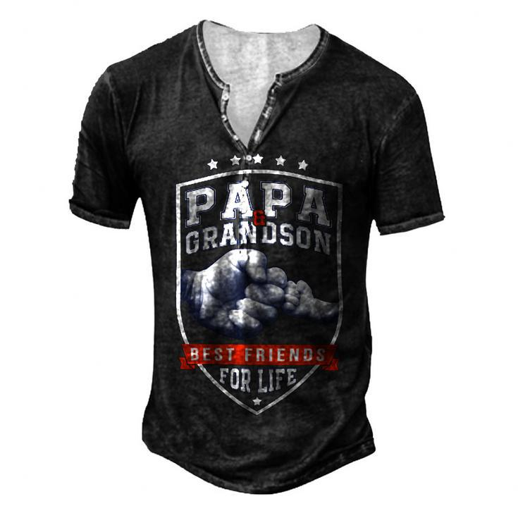 Father Grandpa Papa And Grandson Bestfor Day74 Family Dad Men's Henley Button-Down 3D Print T-shirt
