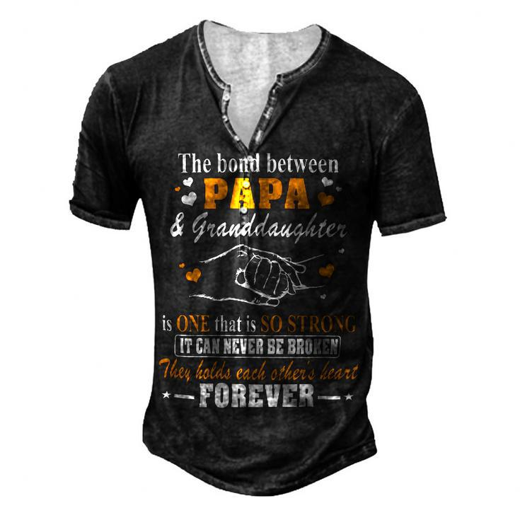 Father Grandpa The Bond Between Papagranddaughter Os One 105 Family Dad Men's Henley Button-Down 3D Print T-shirt