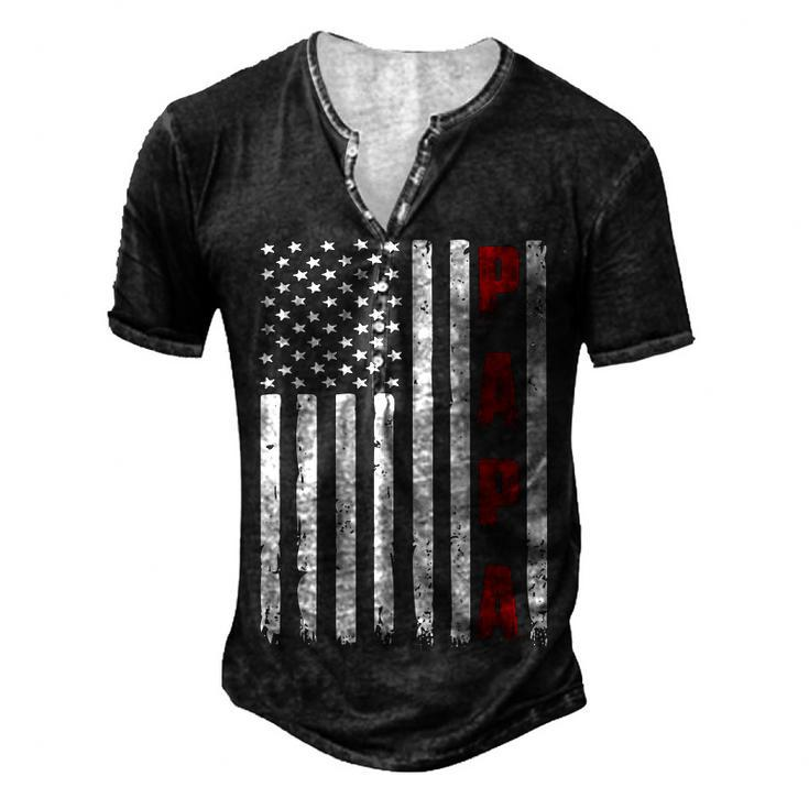 Mens Fathers Day Best Dad Ever Usa American Flag Men's Henley T-Shirt