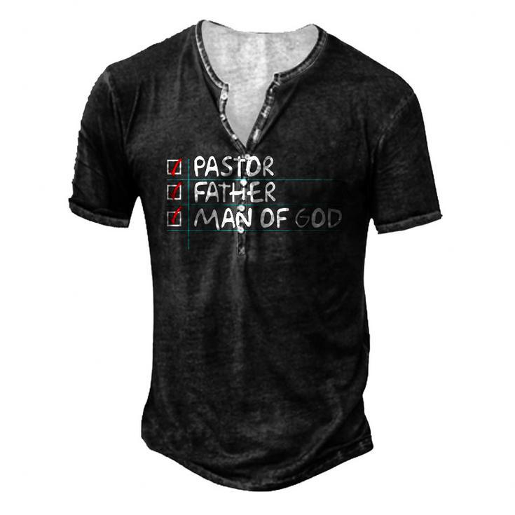 Fathers Day From Church Pastor Dad Man Of God Men's Henley T-Shirt