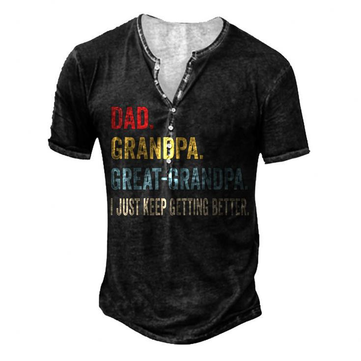 Fathers Day From Grandkids Dad Grandpa Great Grandpa V3 Men's Henley T-Shirt
