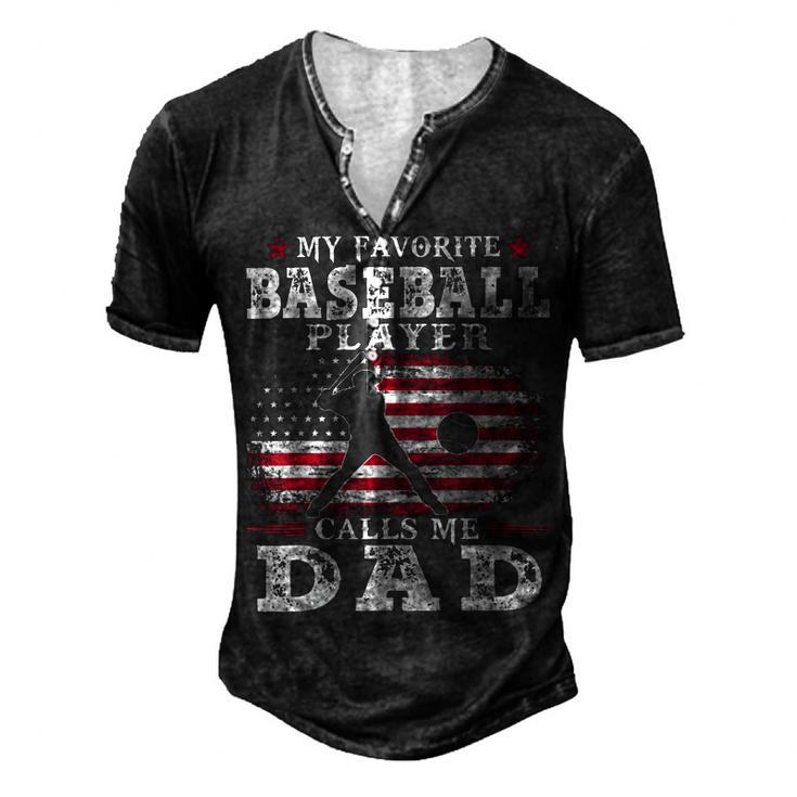 Favorite Baseball Player Calls Me Dad V2 Men's Henley Button-Down 3D Print T-shirt