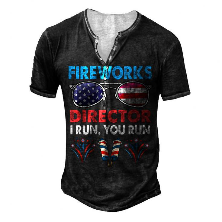 Fireworks Director If I Run You Run 4Th Of July Boys Men's Henley T-Shirt