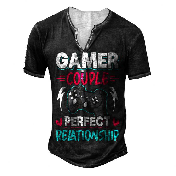 Gamer Couple Perfect Relationship Video Gamer Gaming Men's Henley T-Shirt