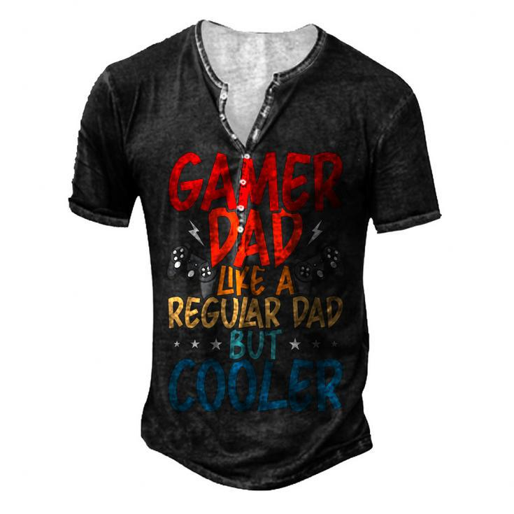 Gamer Dad Like A Regular Dad Video Gamer Gaming Men's Henley T-Shirt