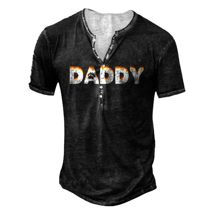 Mens Gay Bear Daddy With Bear Pride Flag Gay Daddy Men's Henley T-Shirt