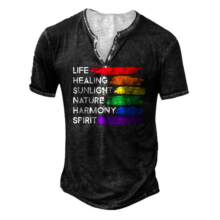 Gay Pride Awareness Flag Meaning For Gay & Lesbian Men's Henley T-Shirt