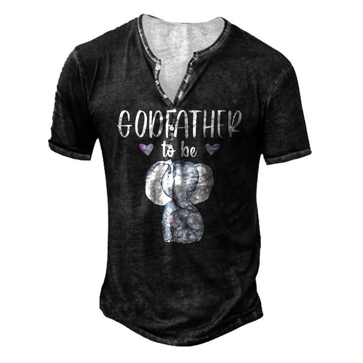 Mens Godfather To Be Elephant Baby Shower Men's Henley T-Shirt