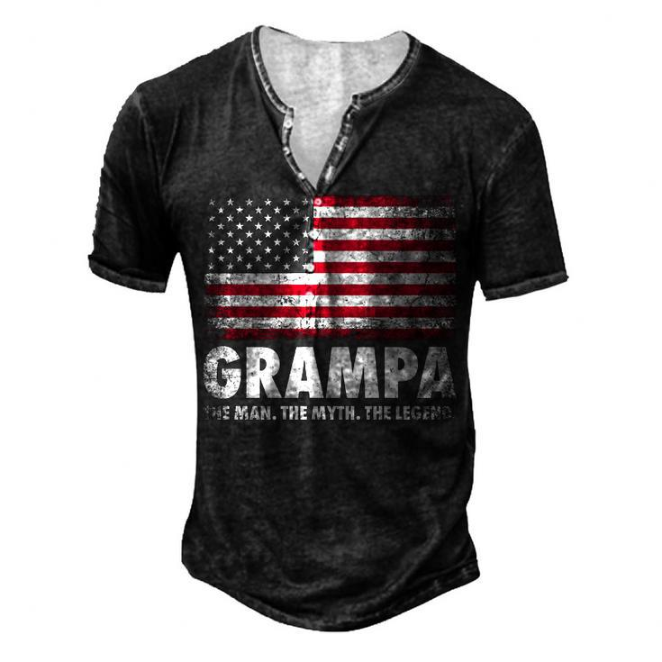 Grampa The Man Myth Legend Fathers Day 4Th Of July Grandpa Men's Henley T-Shirt