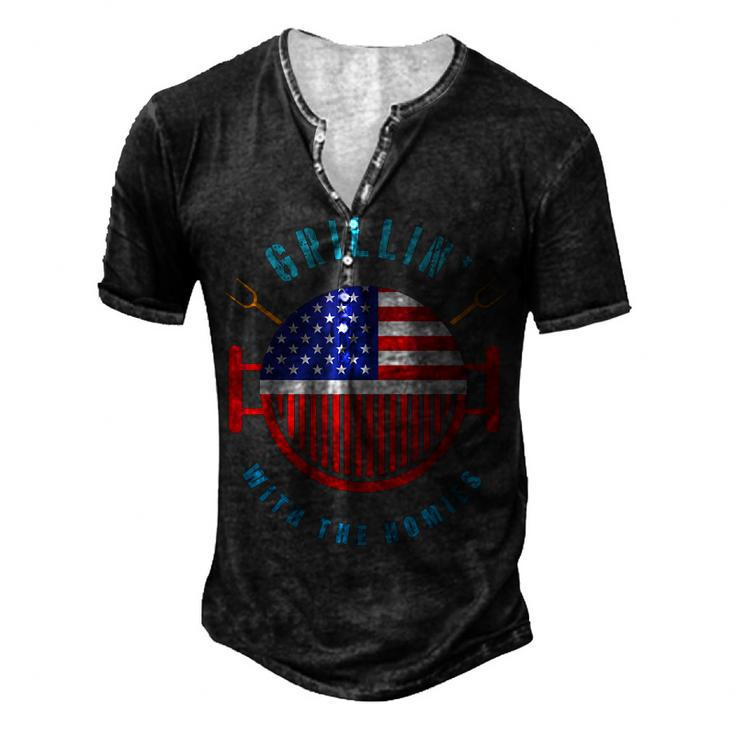 Grillin Dad Grilling T 4Th Of July Independence Men's Henley T-Shirt