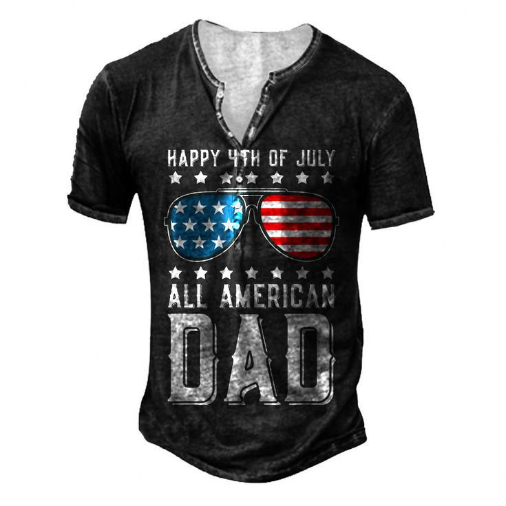 Happy 4Th Of July All American Dad Men's Henley T-Shirt