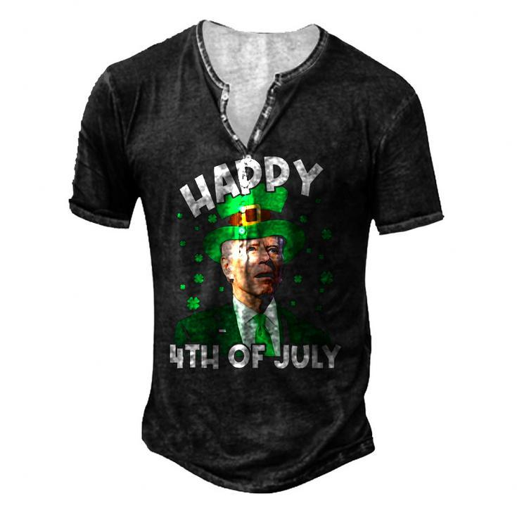 Happy 4Th Of July Biden Leprechaun Shamrock St Patricks Day Men's Henley T-Shirt
