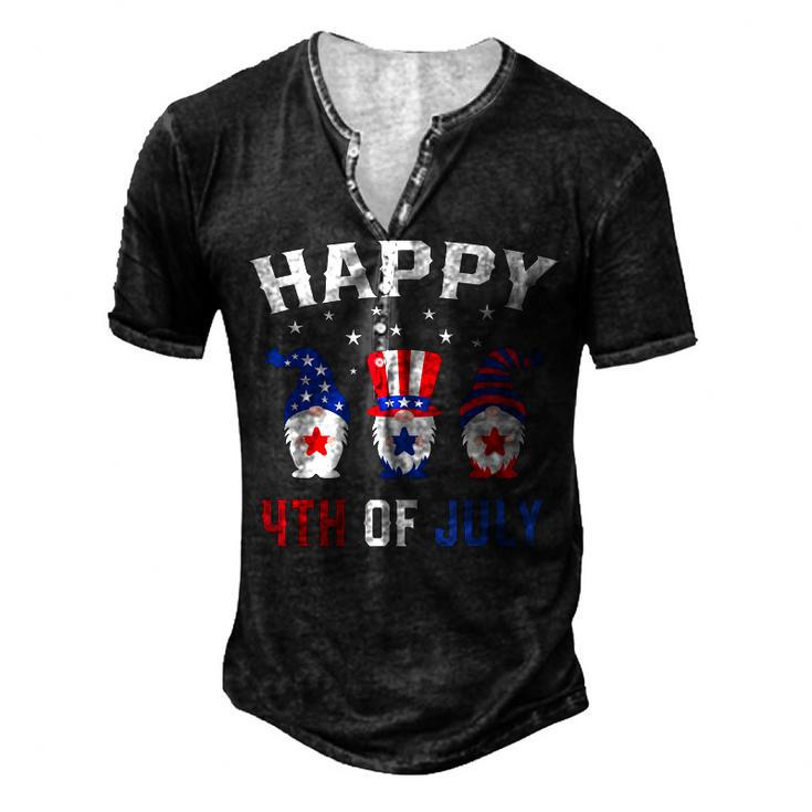 Happy 4Th Of July Gnomes Patriotic American Flag Cute Gnomes Men's Henley T-Shirt