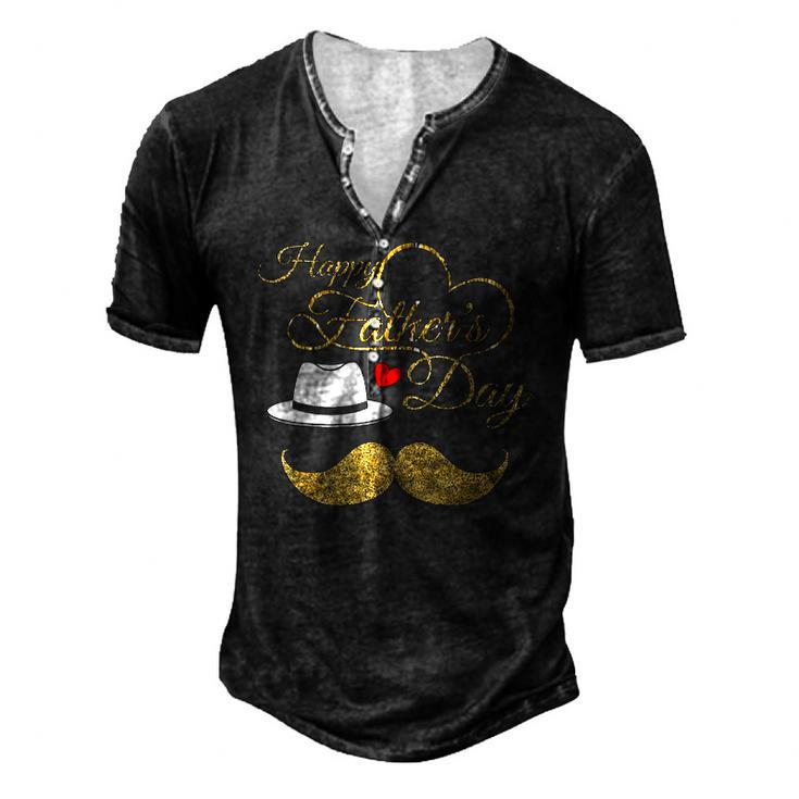 Happy Fathers Day Gold For Men Dad Love Men's Henley T-Shirt