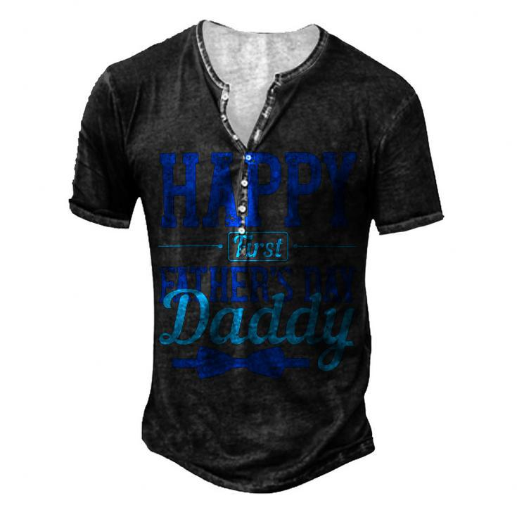Happy First Fathers Day Daddy Men's Henley Button-Down 3D Print T-shirt