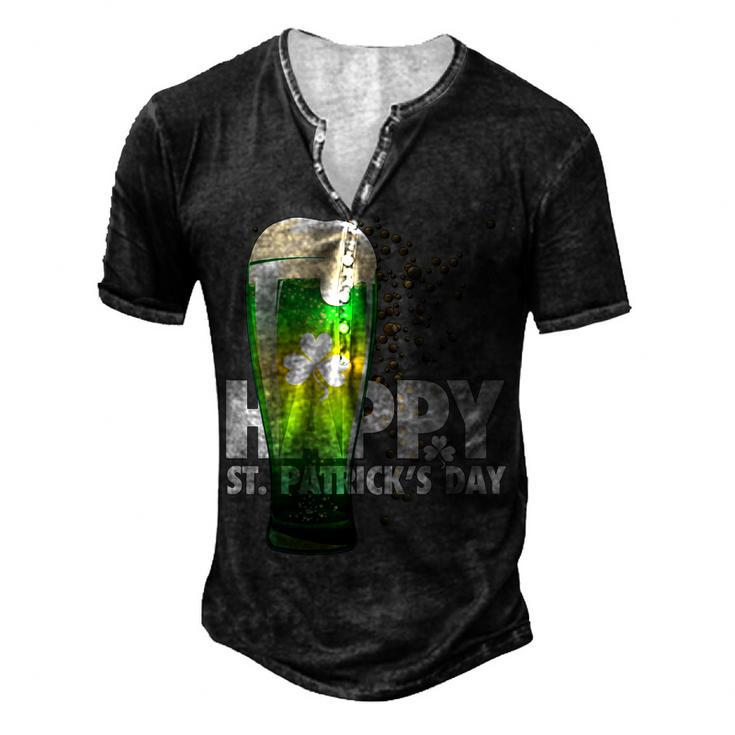 Happy Saint Patricks Day Irish Green Shamrock Beer Men's Henley T-Shirt