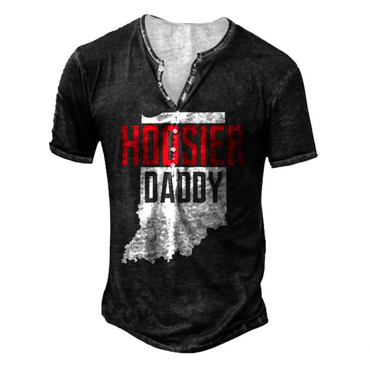 Hoosier Daddy Indiana State Map Zip Men's Henley T-Shirt