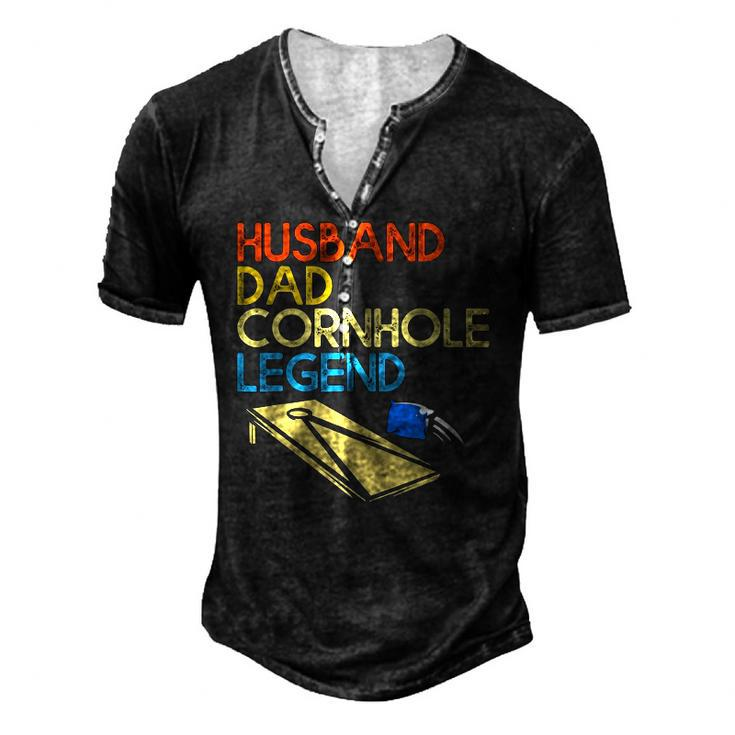 Mens Husband Dad Cornhole Legend Men's Henley T-Shirt