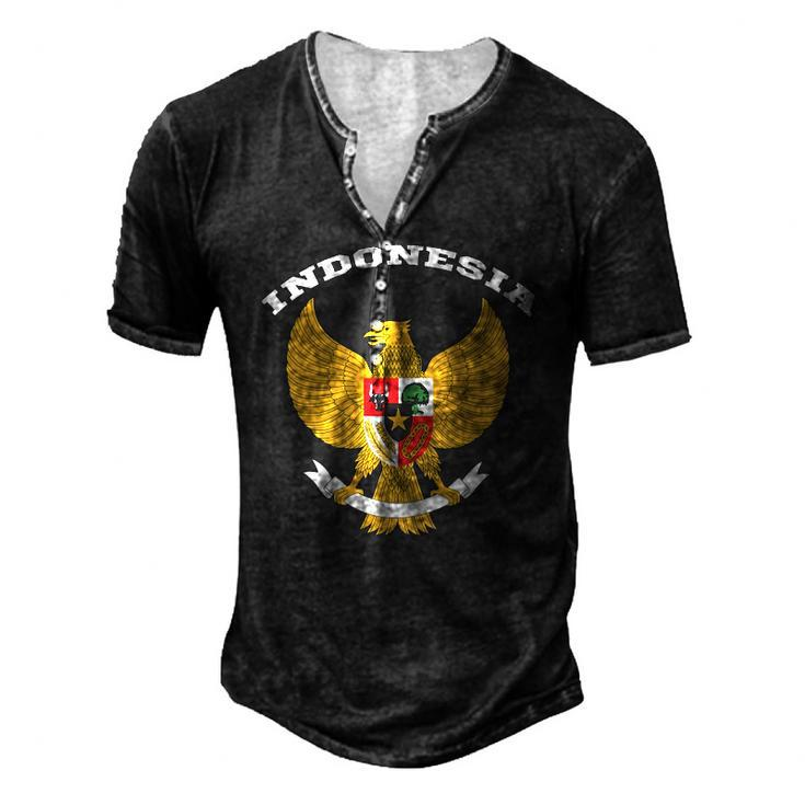 Indonesia Coat Of Arms Tee Flag Souvenir Jakarta Men's Henley T-Shirt
