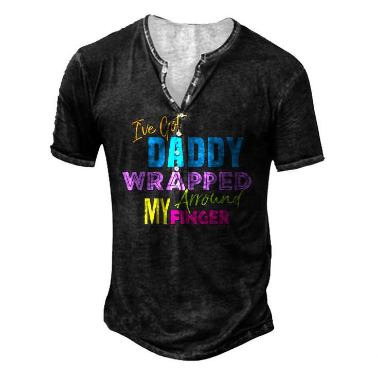Ive Got Daddy Wrapped Around My Finger Kids Men's Henley T-Shirt
