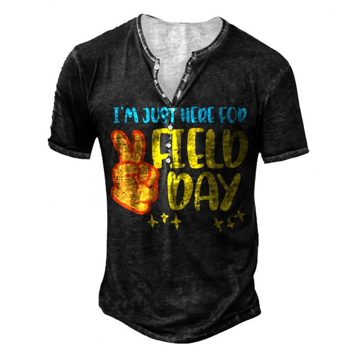 Im Just Here For Day Field Peace Sign Boys Girls Kids Men's Henley T-Shirt