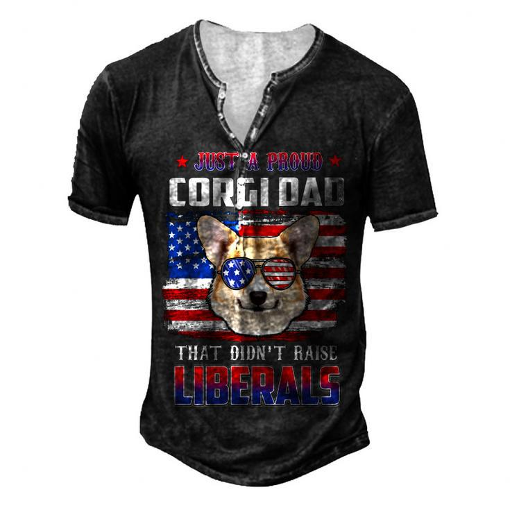 Just A Proud Corgi Dad Merica Dog Patriotic 4Th Of July Men's Henley T-Shirt