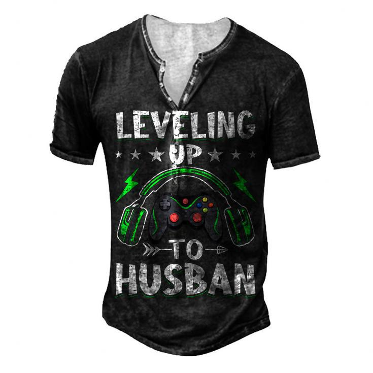 Leveling Up To Husban Husband Video Gamer Gaming Men's Henley T-Shirt