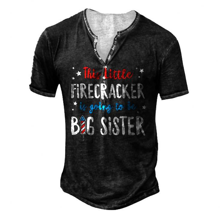 Little Firecracker Pregnancy Announcement 4Th Of July Girls Men's Henley T-Shirt