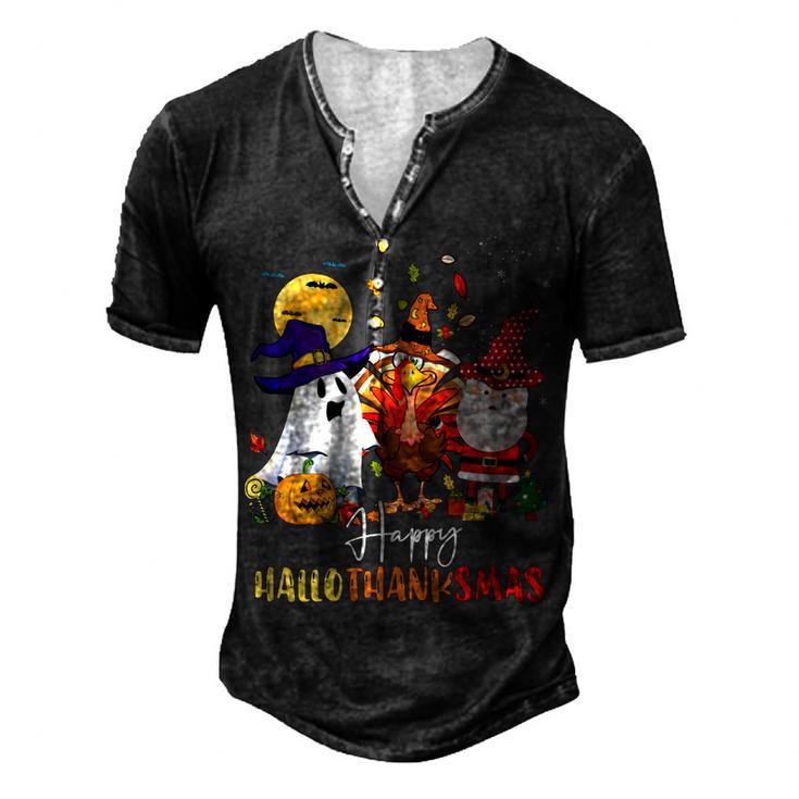 Lover Halloween Merry Christmas Happy 14 Shirt Men's Henley Button-Down 3D Print T-shirt