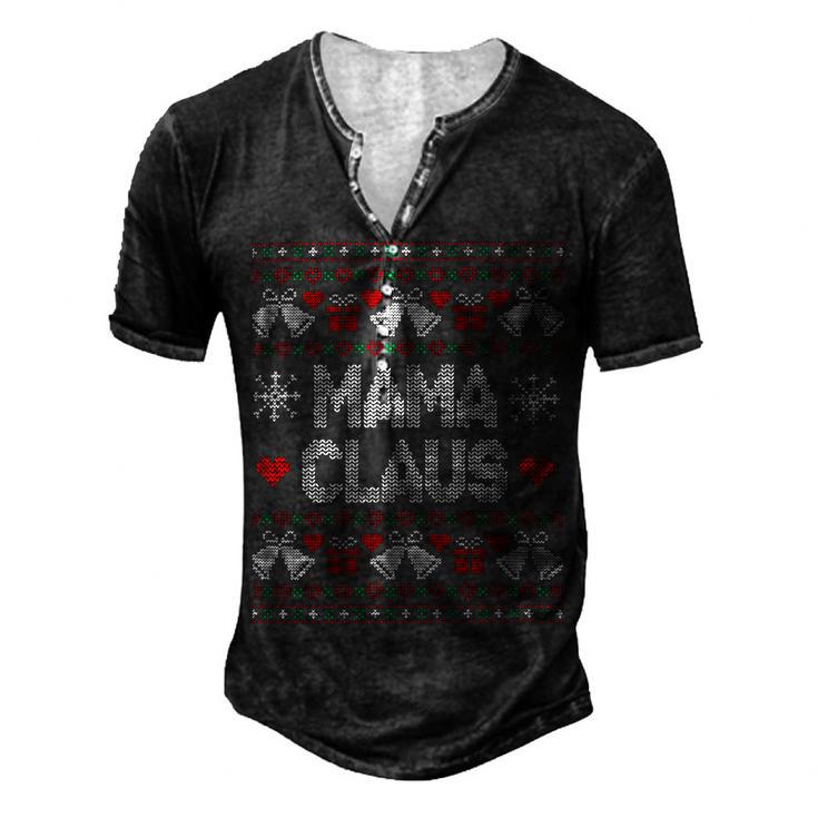 Mama Claus Christmas Ugly Sweater Men's Henley Button-Down 3D Print T-shirt