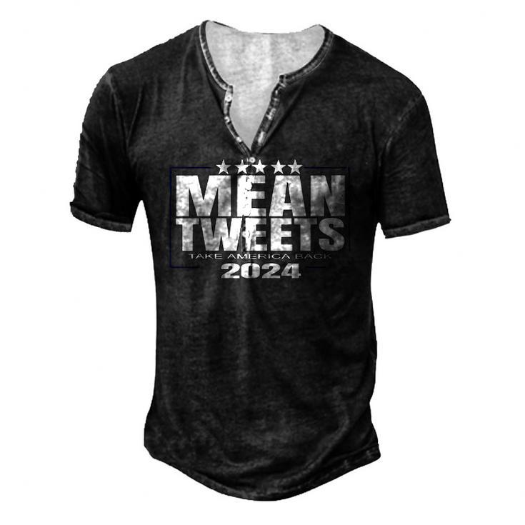 Womens Mean Tweets Mean Tweets 2024 4Th Of July V-Neck Men's Henley T-Shirt