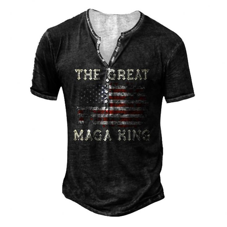 Mega King Usa Flag Proud Ultra Maga 2024 Men's Henley T-Shirt