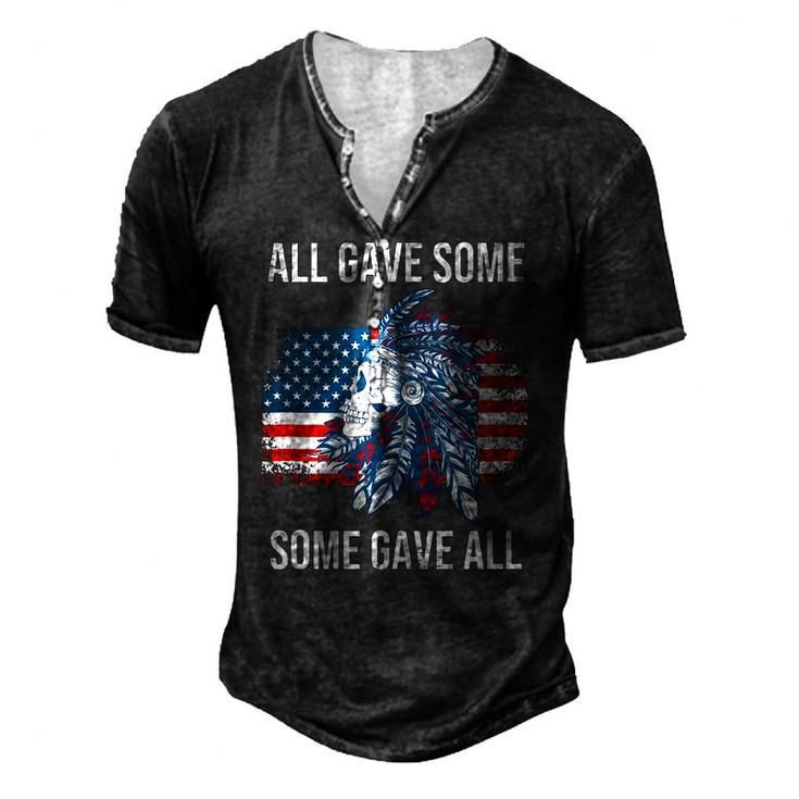 Memorial Day Military Vintage Us Patriotic American Skull Men's Henley T-Shirt