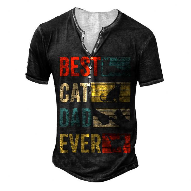 Mens Best Cat Dad Ever Funny Fathers Day Gifts  461 Trending Shirt Men's Henley Button-Down 3D Print T-shirt