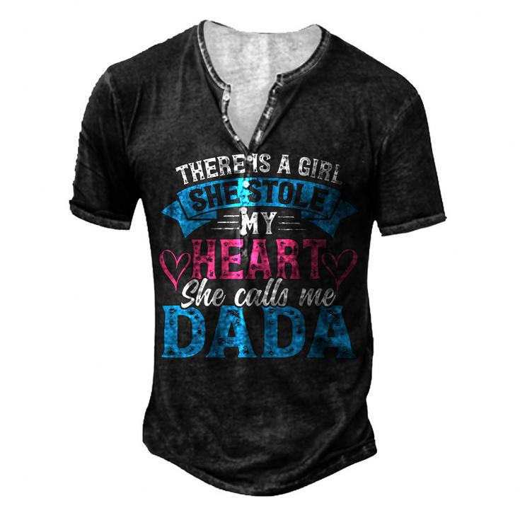 Mens Funny Fathers Day Shirt A Girl She Calls Me Dada Grandpa 7 Shirt Men's Henley Button-Down 3D Print T-shirt