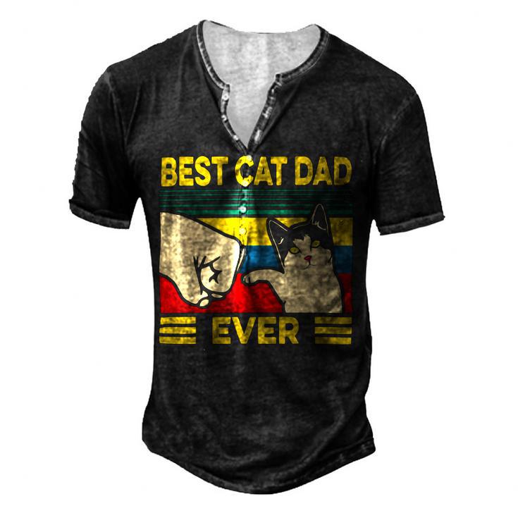 Mens Vintage Best Cat Dad Ever Bump Fit 240 Shirt Men's Henley Button-Down 3D Print T-shirt