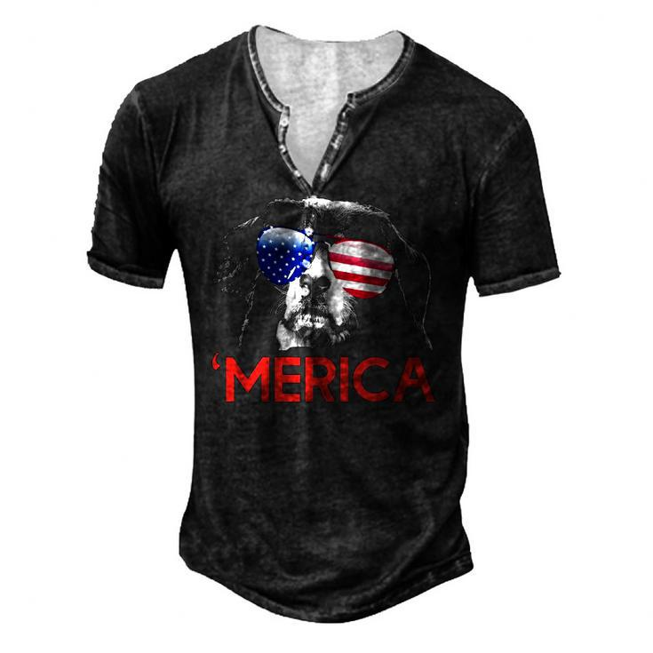 Merica Bernese Mountain Dog American Flag 4Th Of July Men's Henley T-Shirt