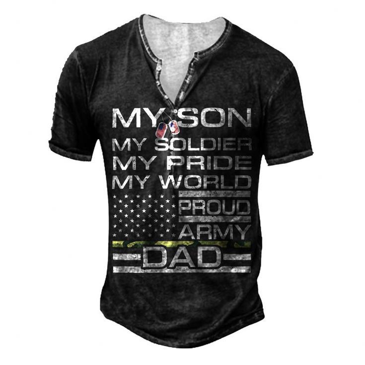 My Son My Soldier Hero Proud Army Dad 702 Shirt Men's Henley Button-Down 3D Print T-shirt