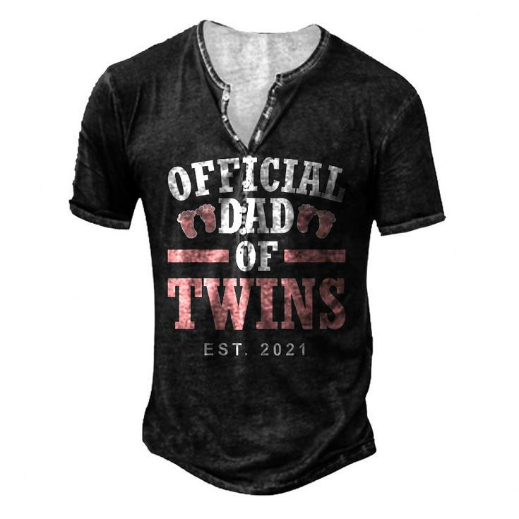 Official Dad Of Twins 2021 Father Girls Twin Dad Men's Henley T-Shirt