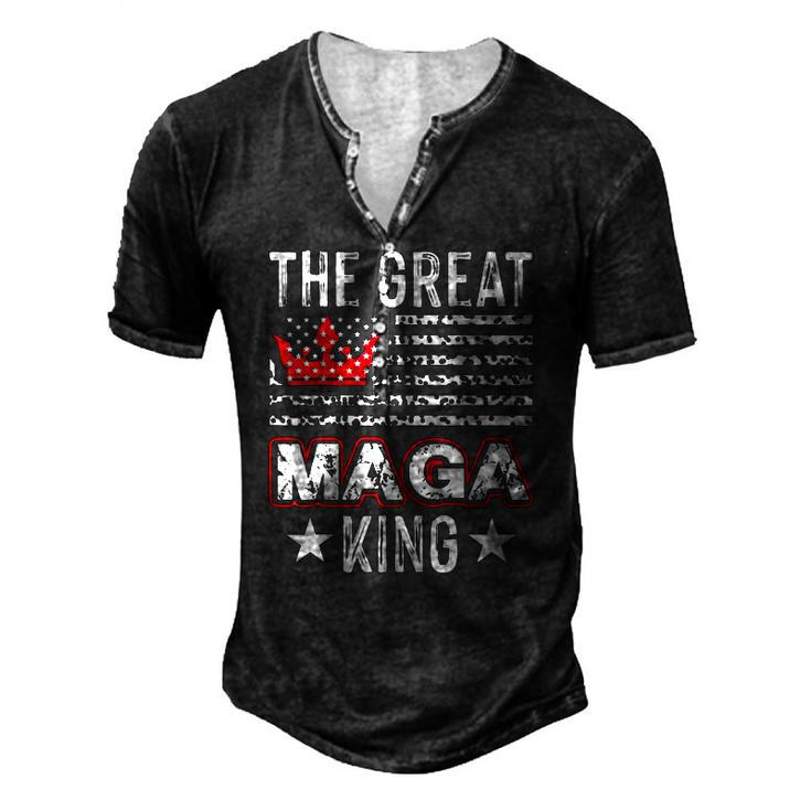 Old The Great Maga King Ultra Maga Retro Us Flag Men's Henley T-Shirt